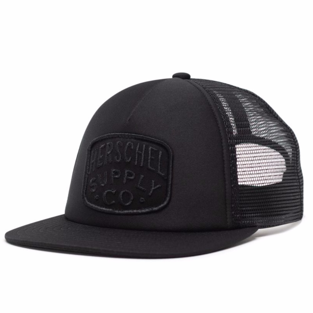 NWT Herschel Black Whaler Mesh Patch Snapback Cap